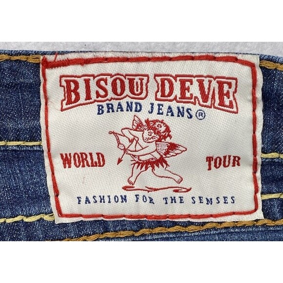 Bisou Deve Jeans Womens Size 5 Dark Wash Low Rise Straight Denim Flap Pockets - Picture 14 of 16